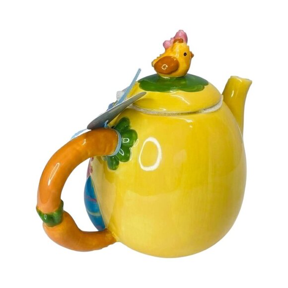 Blue Sky Clayworks Hello Kitty Easter Bunny Carrot Eggs Spring Teapot Garden - Picture 5 of 9